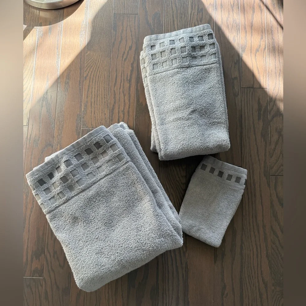 CARO HOME 8 PIECES GREY BATH COTTON TOWELS